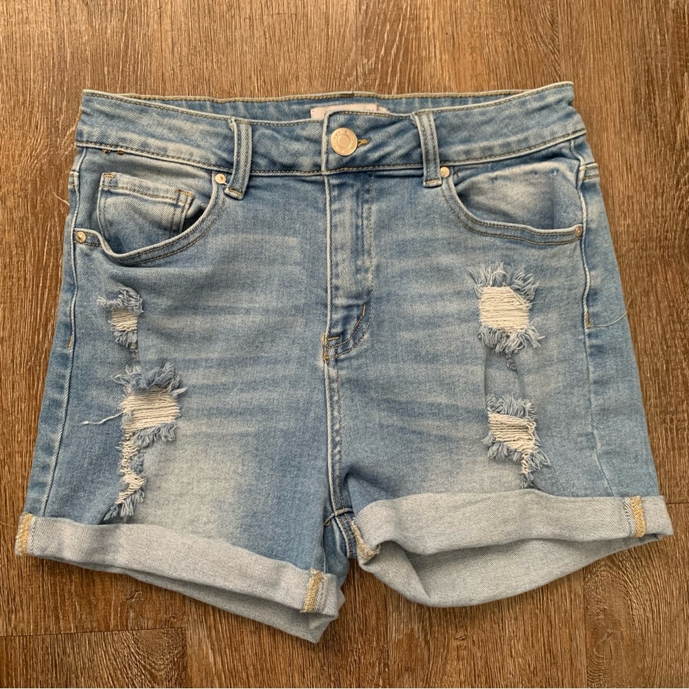 Blue Savvy Distressed Denim Shorts Size 13